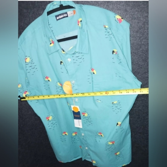 Ambsn Men’s Short Sleeve Button Down 100% Cotton Shirt Size Large Parrots Print - Picture 7 of 9